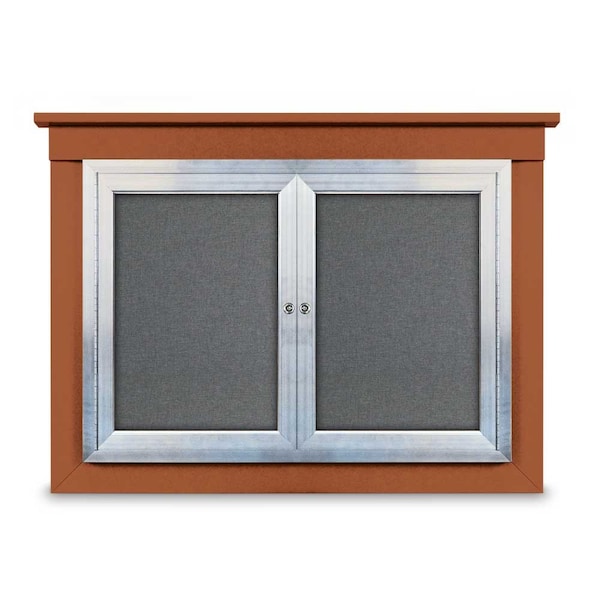 United Visual Products 18"x24" 1-Door Enclosed Letterboard, Burgundy Vinyl/Cherry UV2620O-CHERRY-BURGUNVL - main